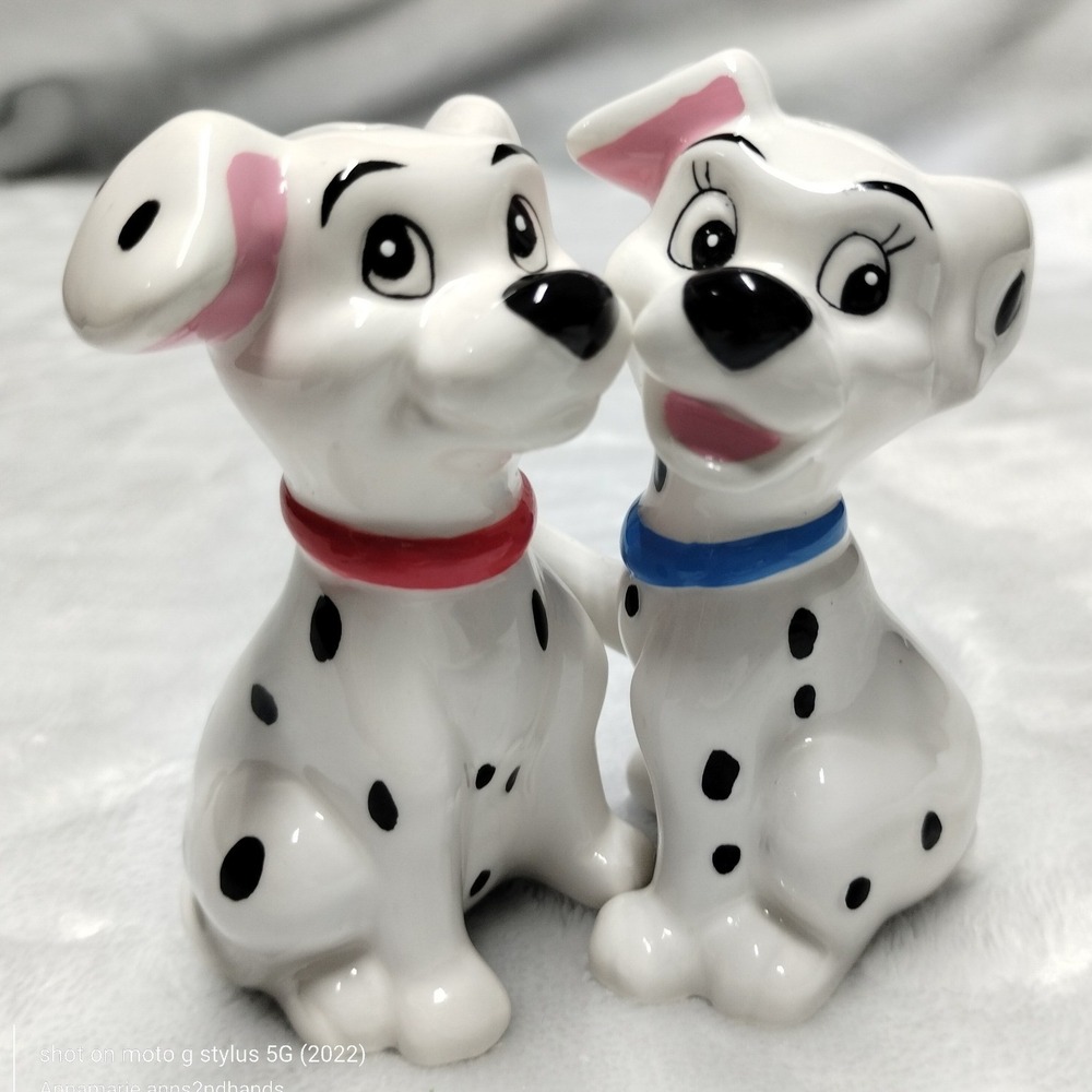 Disney 101 Dalmatians Pongo Perdita Salt & Pepper Shakers Ceramic Pair